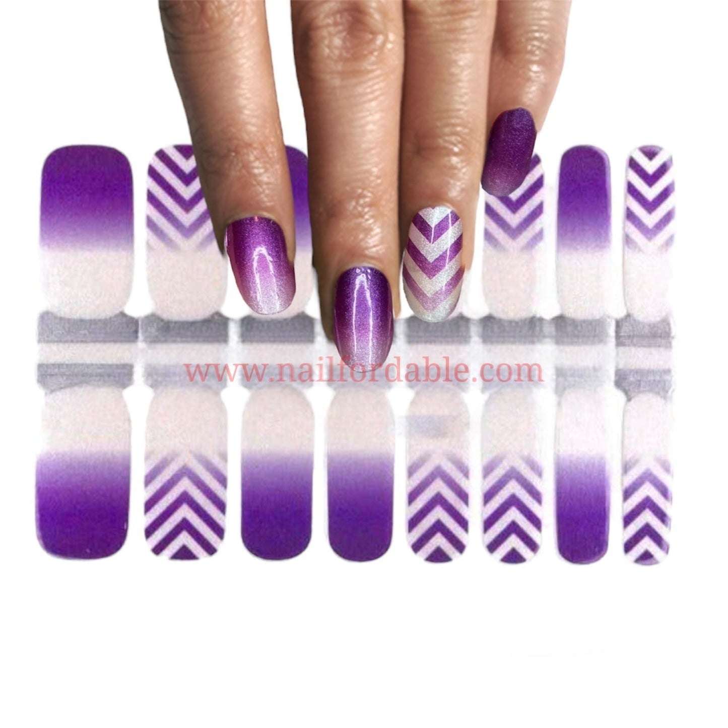 Purple Chevron Ombre Nail Wraps | Semi Cured Gel Wraps | Gel Nail Wraps |Nail Polish | Nail Stickers