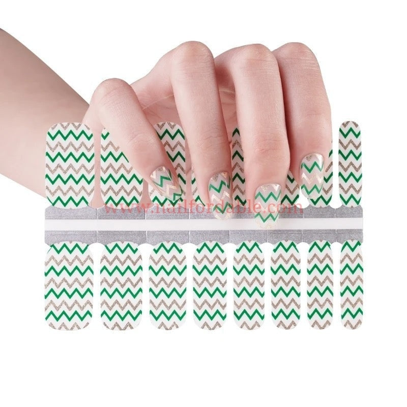 Zig zag waves Nail Wraps | Semi Cured Gel Wraps | Gel Nail Wraps |Nail Polish | Nail Stickers