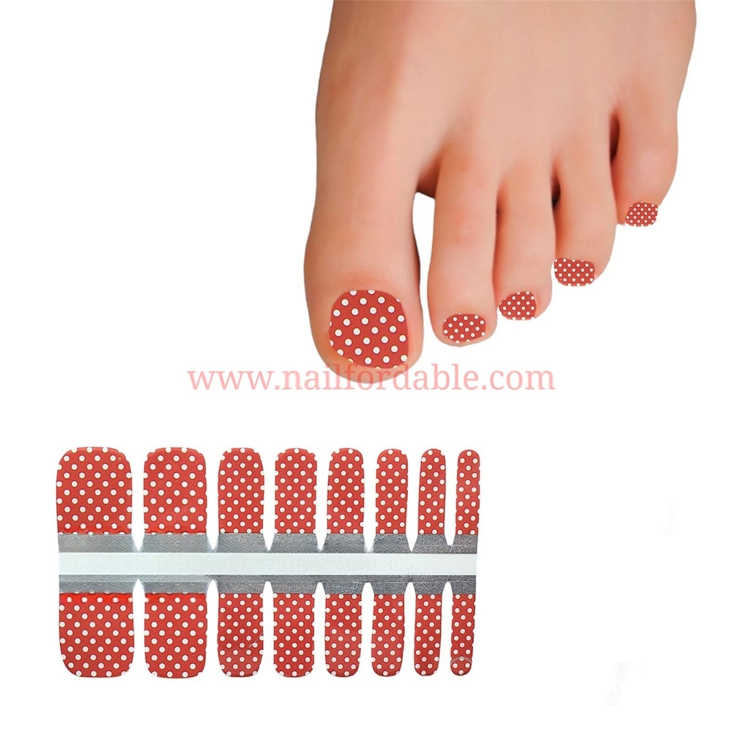 Dots on red Nail Wraps | Semi Cured Gel Wraps | Gel Nail Wraps |Nail Polish | Nail Stickers