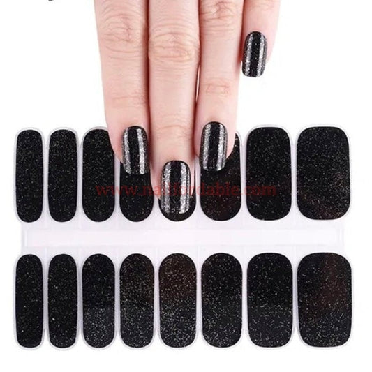 Black Glitter Nail Wraps | Semi Cured Gel Wraps | Gel Nail Wraps |Nail Polish | Nail Stickers