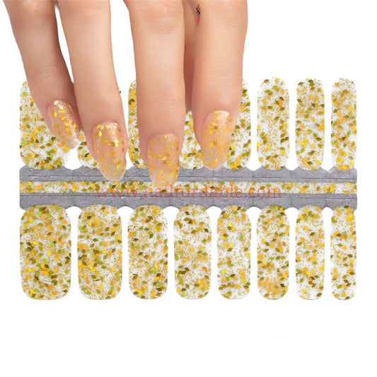 Gold Sprinkles Nail Wraps | Semi Cured Gel Wraps | Gel Nail Wraps |Nail Polish | Nail Stickers