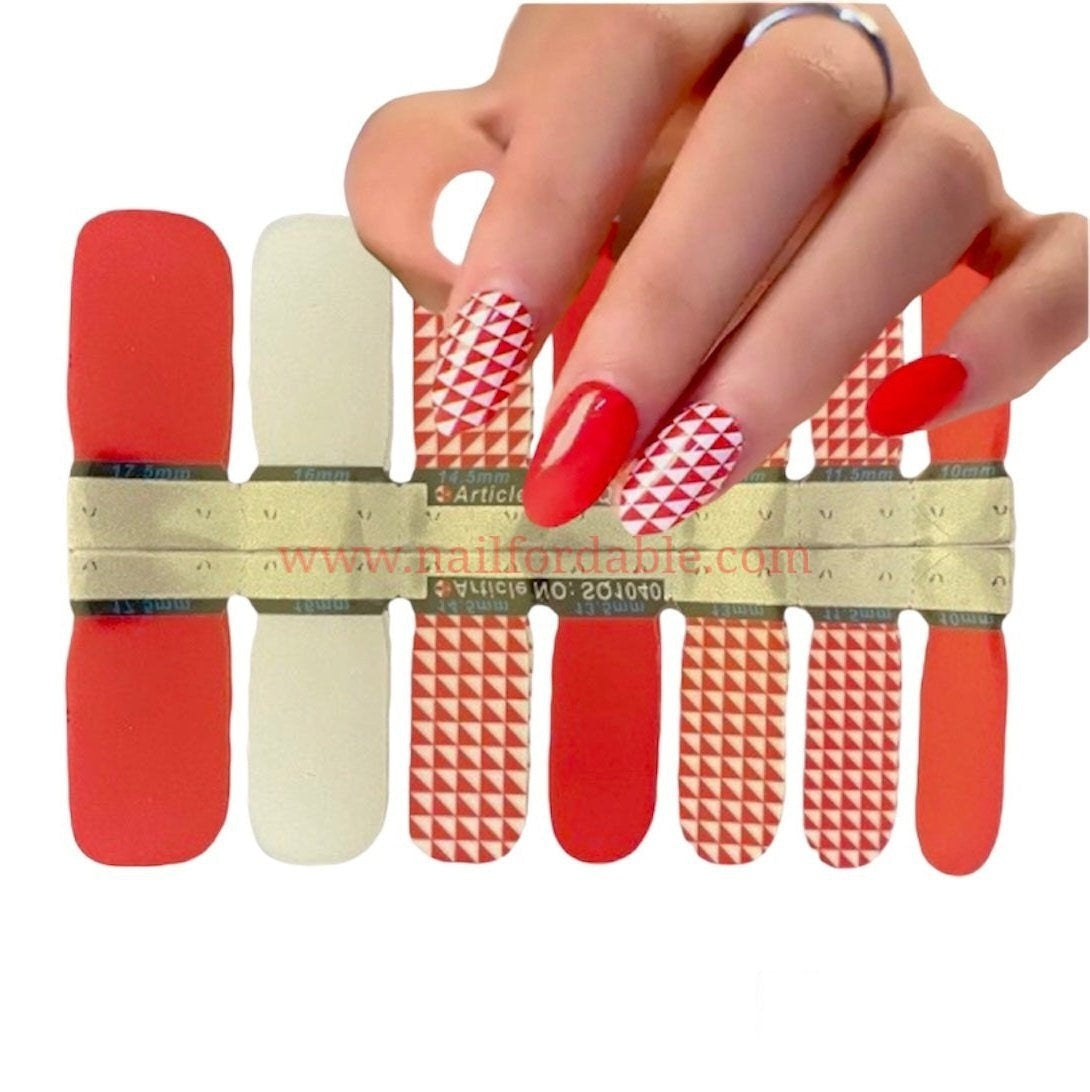 Red triangles Nail Wraps | Semi Cured Gel Wraps | Gel Nail Wraps |Nail Polish | Nail Stickers