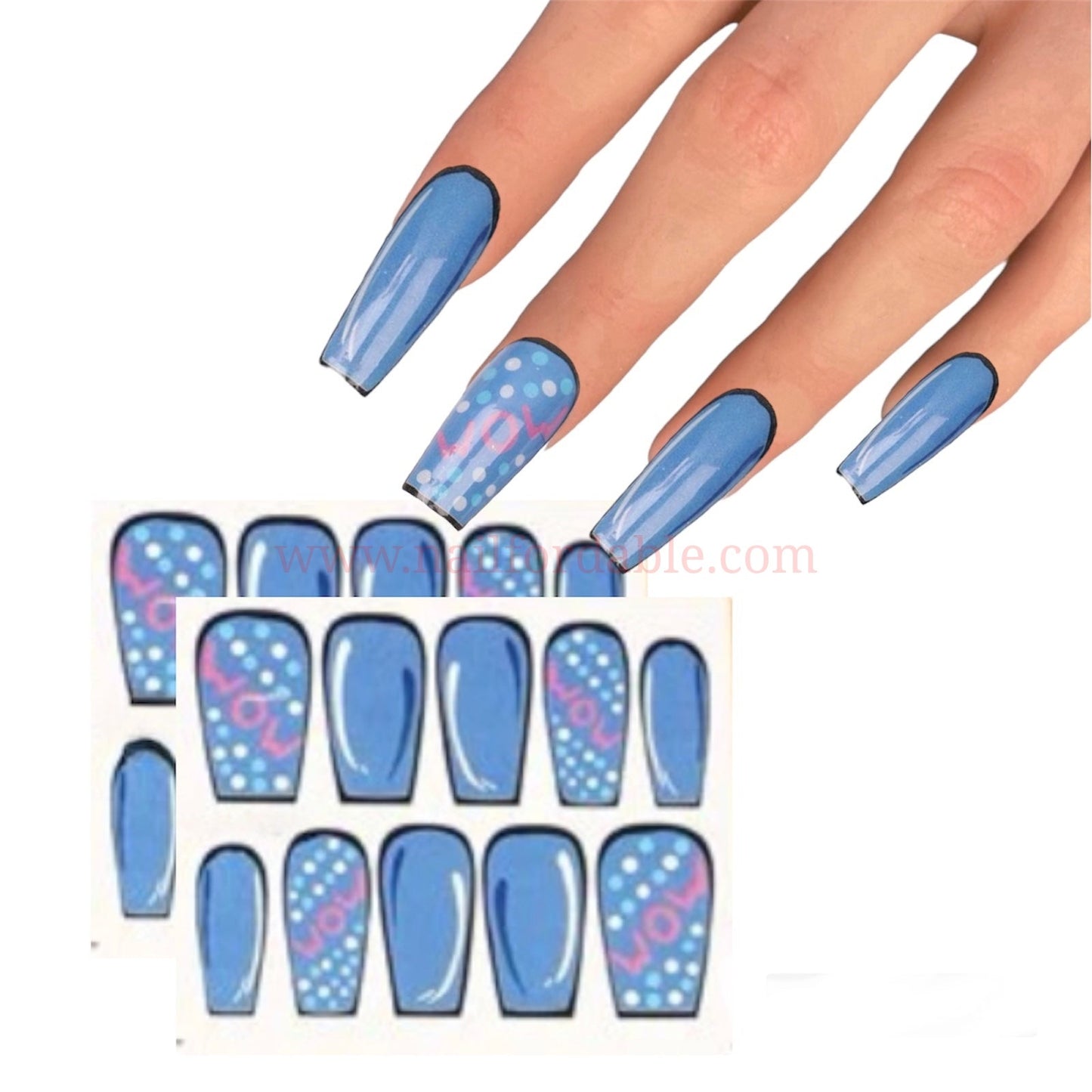 Wow water decal Nail Wraps | Semi Cured Gel Wraps | Gel Nail Wraps |Nail Polish | Nail Stickers