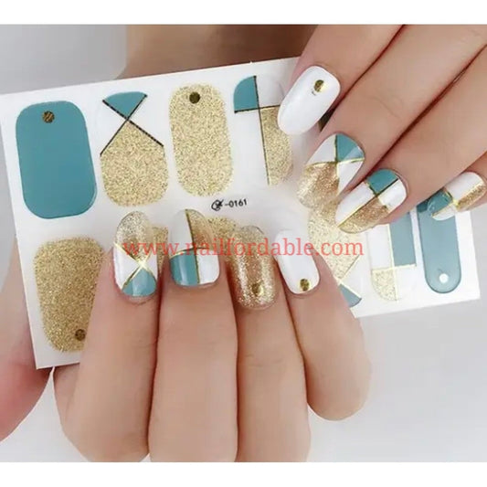 Shapes on gold Nail Wraps | Semi Cured Gel Wraps | Gel Nail Wraps |Nail Polish | Nail Stickers