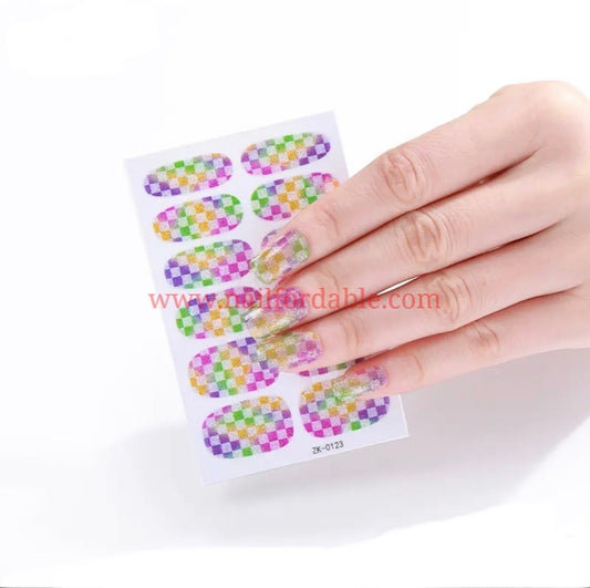 Squares of colors Nail Wraps | Semi Cured Gel Wraps | Gel Nail Wraps |Nail Polish | Nail Stickers