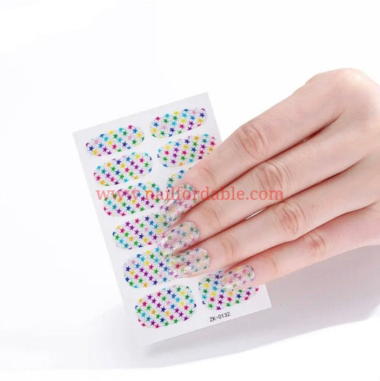 Stars of colors | Nail Wraps | Nail Stickers | Nail Strips | Gel Nails | Nail Polish Wraps - Nailfordable