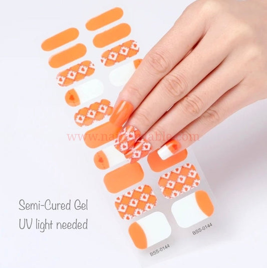 Orange Hearts - Semi-Cured Gel Wraps UV Nail Wraps | Semi Cured Gel Wraps | Gel Nail Wraps |Nail Polish | Nail Stickers