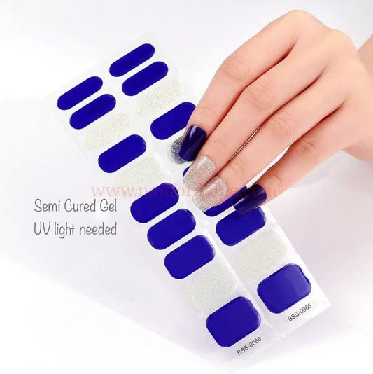 Dark Blue and Silver- Semi-Cured Gel Wraps UV | Nail Wraps | Nail Stickers | Nail Strips | Gel Nails | Nail Polish Wraps - Nailfordable