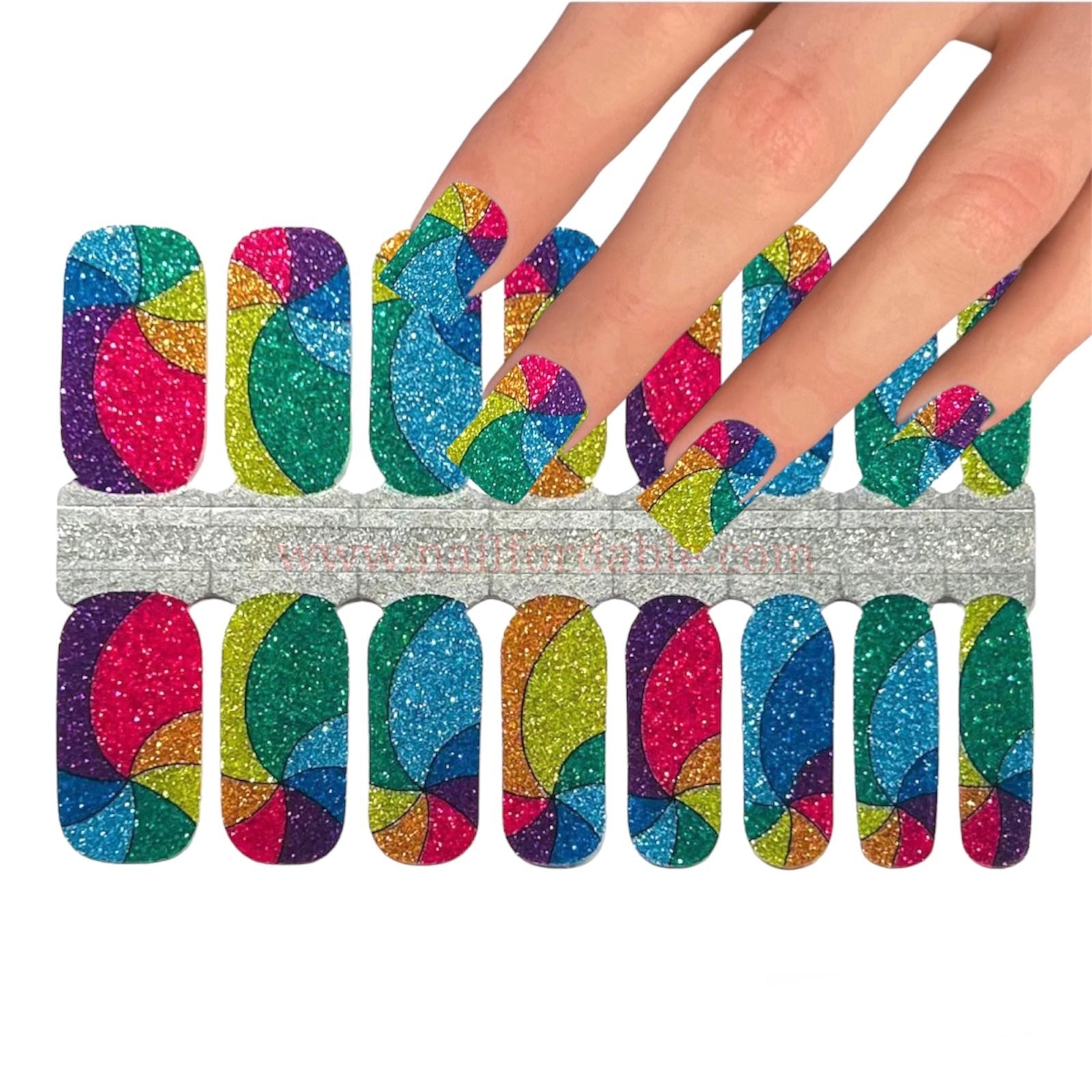 Pinwheel glitter | Nail Wraps | Nail Stickers | Nail Strips | Gel Nails | Nail Polish Wraps - Nailfordable
