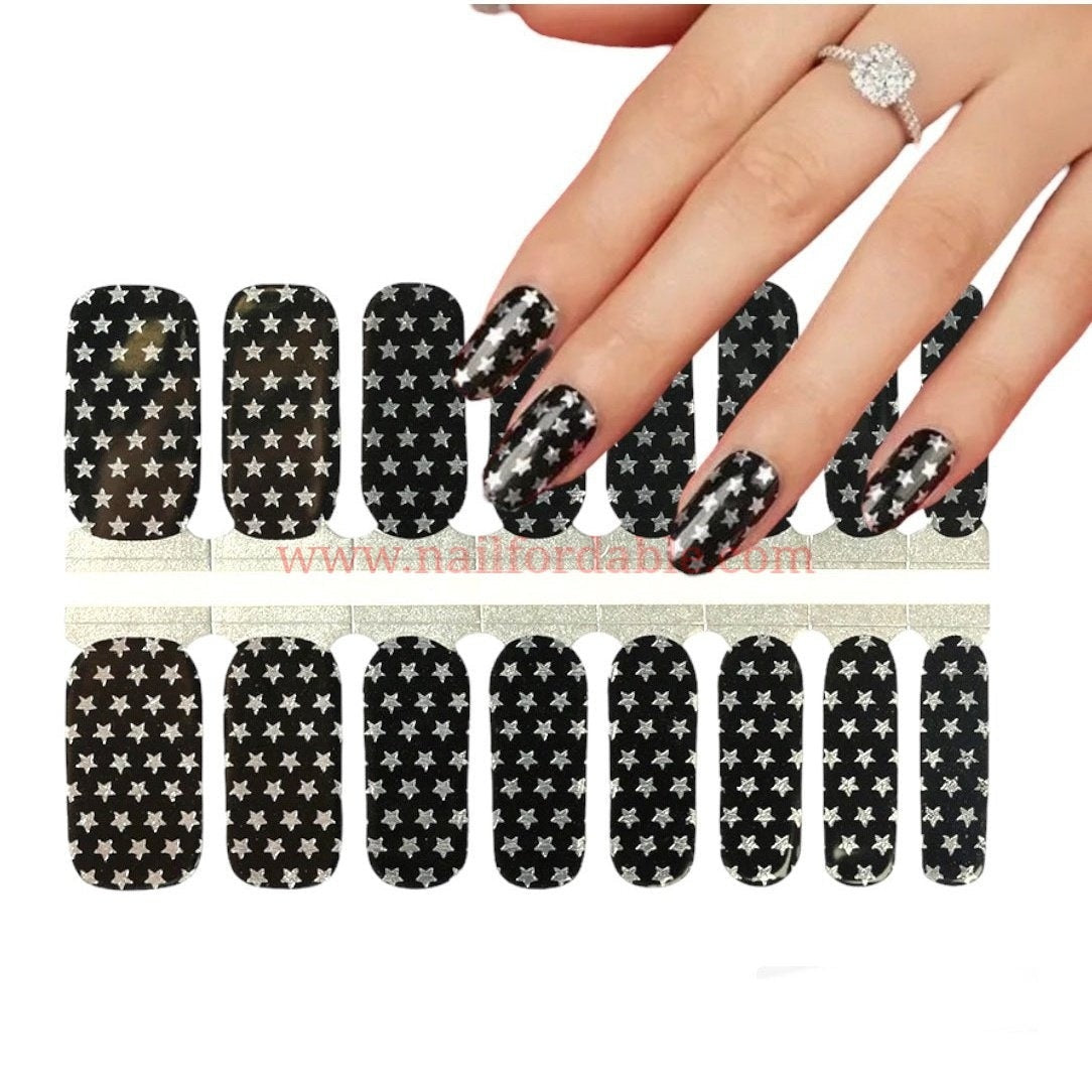 Little Silver stars Nail Wraps | Semi Cured Gel Wraps | Gel Nail Wraps |Nail Polish | Nail Stickers