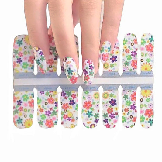 Colorful flowers | Nail Wraps | Nail Stickers | Nail Strips | Gel Nails | Nail Polish Wraps - Nailfordable