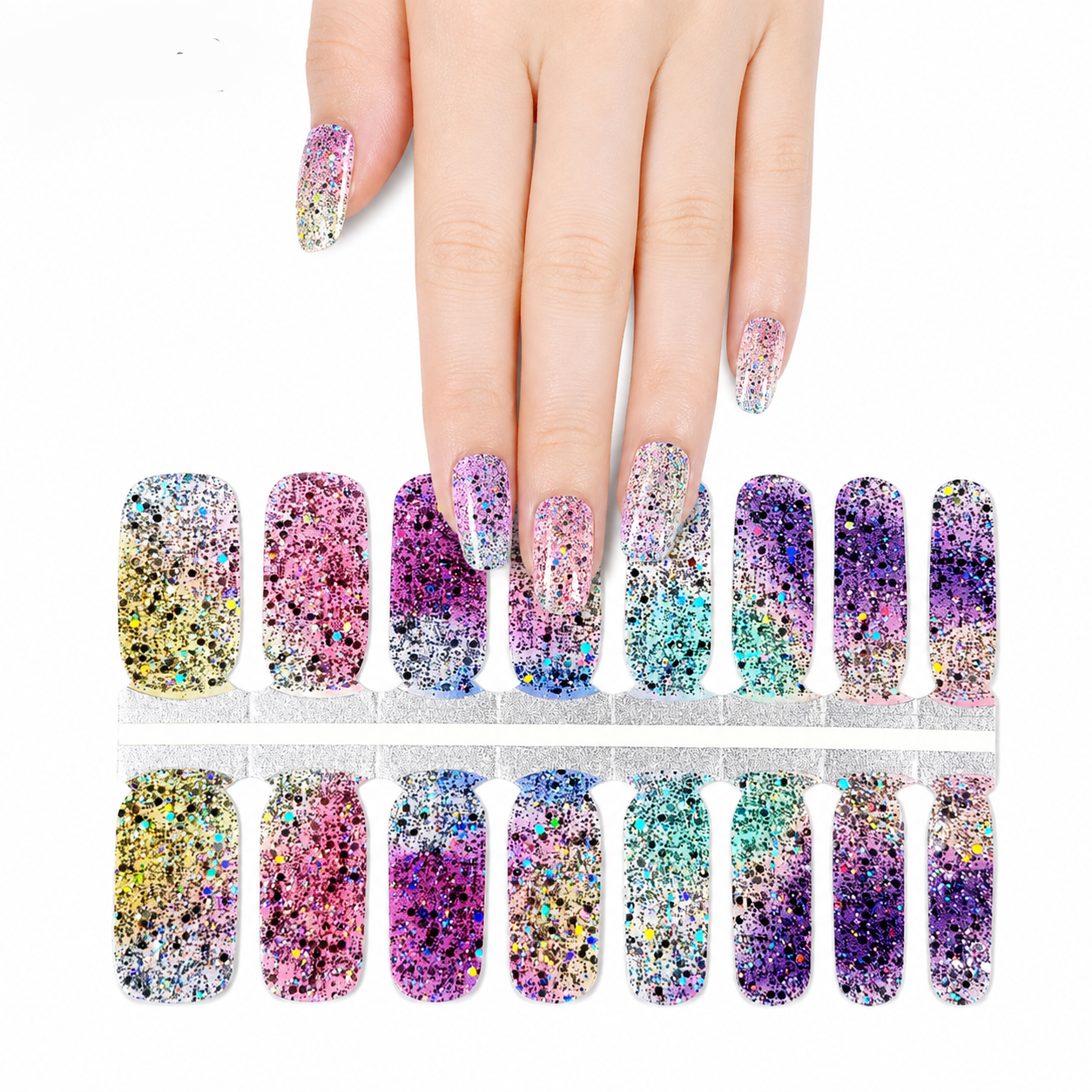 Color sparks | Nail Wraps | Nail Stickers | Nail Strips | Gel Nails | Nail Polish Wraps - Nailfordable
