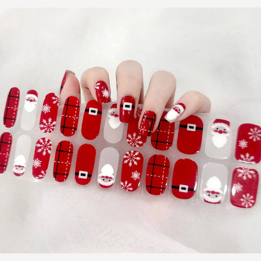 Hello Santa -Cured Gel Wraps Air Dry/Non UV | Nail Wraps | Nail Stickers | Nail Strips | Gel Nails | Nail Polish Wraps - Nailfordable