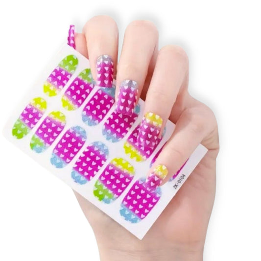 White Hearts | Nail Wraps | Nail Stickers | Nail Strips | Gel Nails | Nail Polish Wraps - Nailfordable