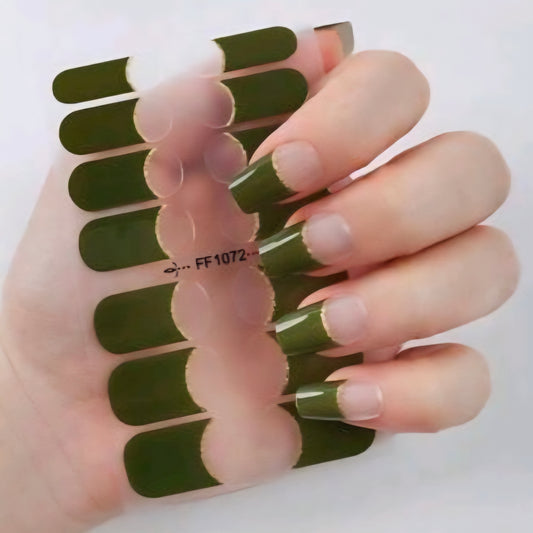 French tips - Green | Nail Wraps | Nail Stickers | Nail Strips | Gel Nails | Nail Polish Wraps - Nailfordable