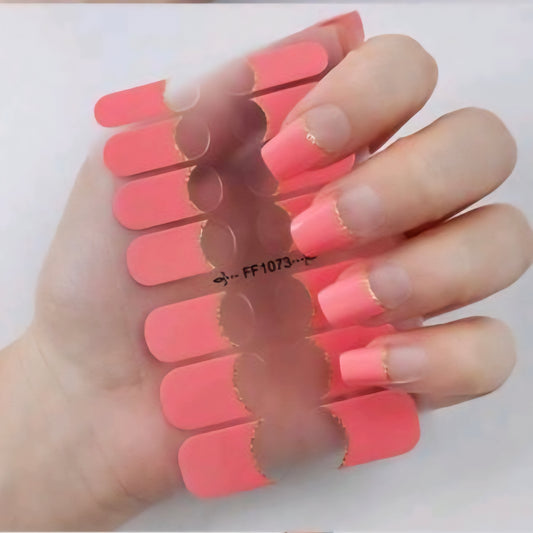 French Tips - Pink | Nail Wraps | Nail Stickers | Nail Strips | Gel Nails | Nail Polish Wraps - Nailfordable