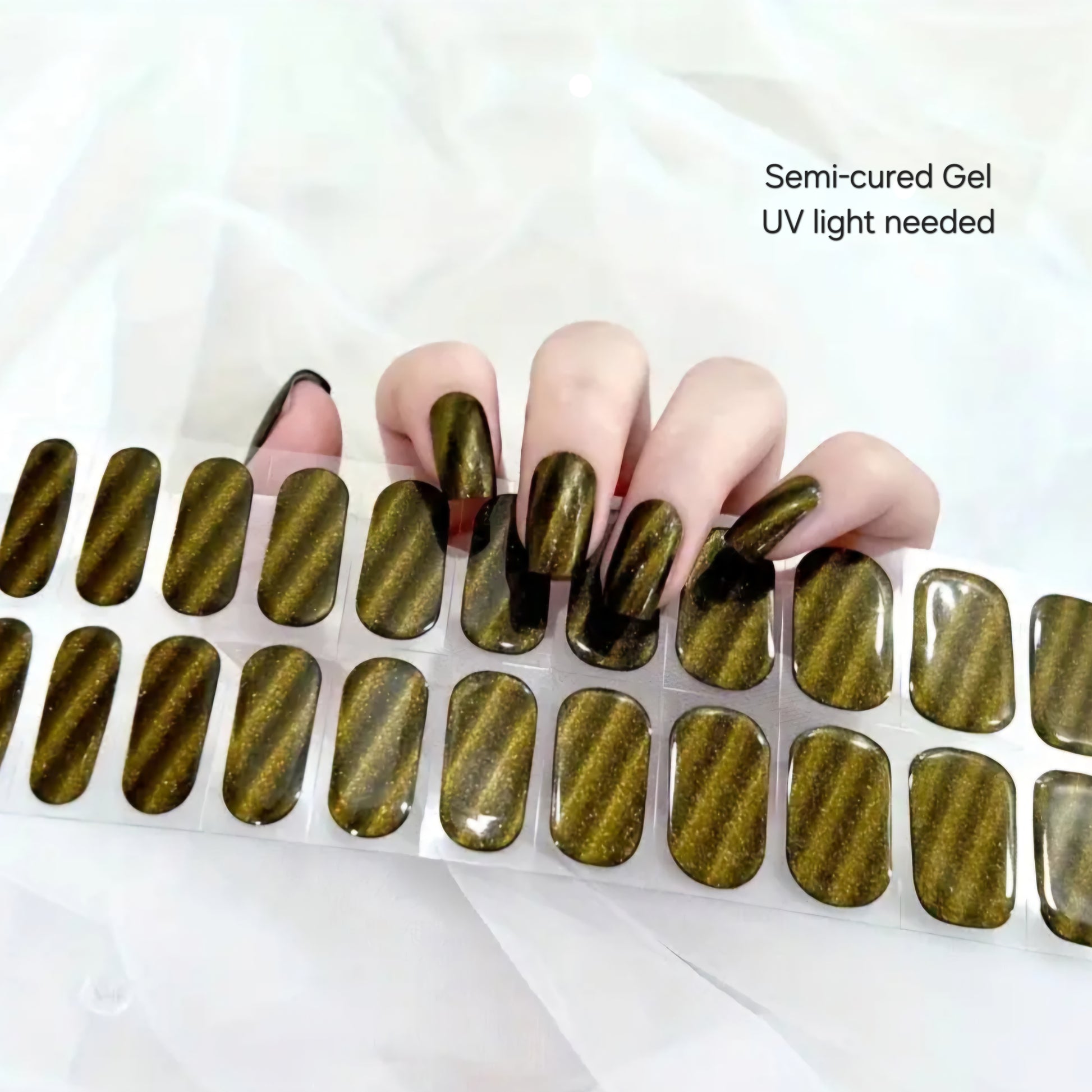 Brownish Cat Eye -Semi-Cured Gel Wraps UV | Nail Wraps | Nail Stickers | Nail Strips | Gel Nails | Nail Polish Wraps - Nailfordable