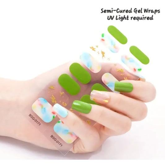 Colorful- Semi-Cured Gel Wraps UV | Nail Wraps | Nail Stickers | Nail Strips | Gel Nails | Nail Polish Wraps - Nailfordable