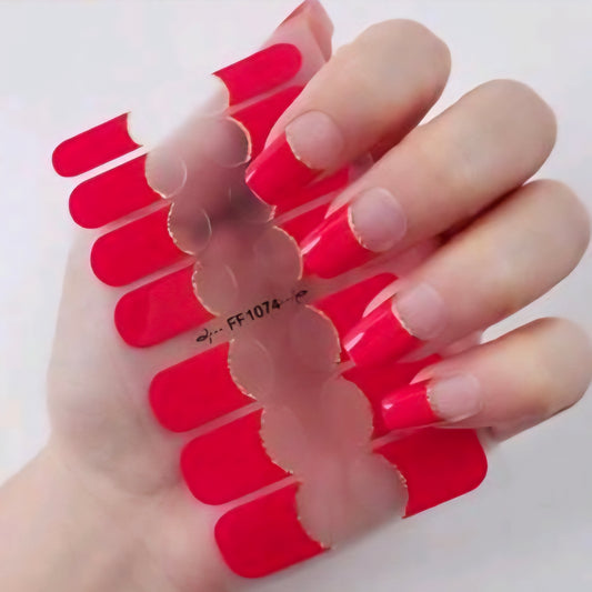 French Tips - Red | Nail Wraps | Nail Stickers | Nail Strips | Gel Nails | Nail Polish Wraps - Nailfordable