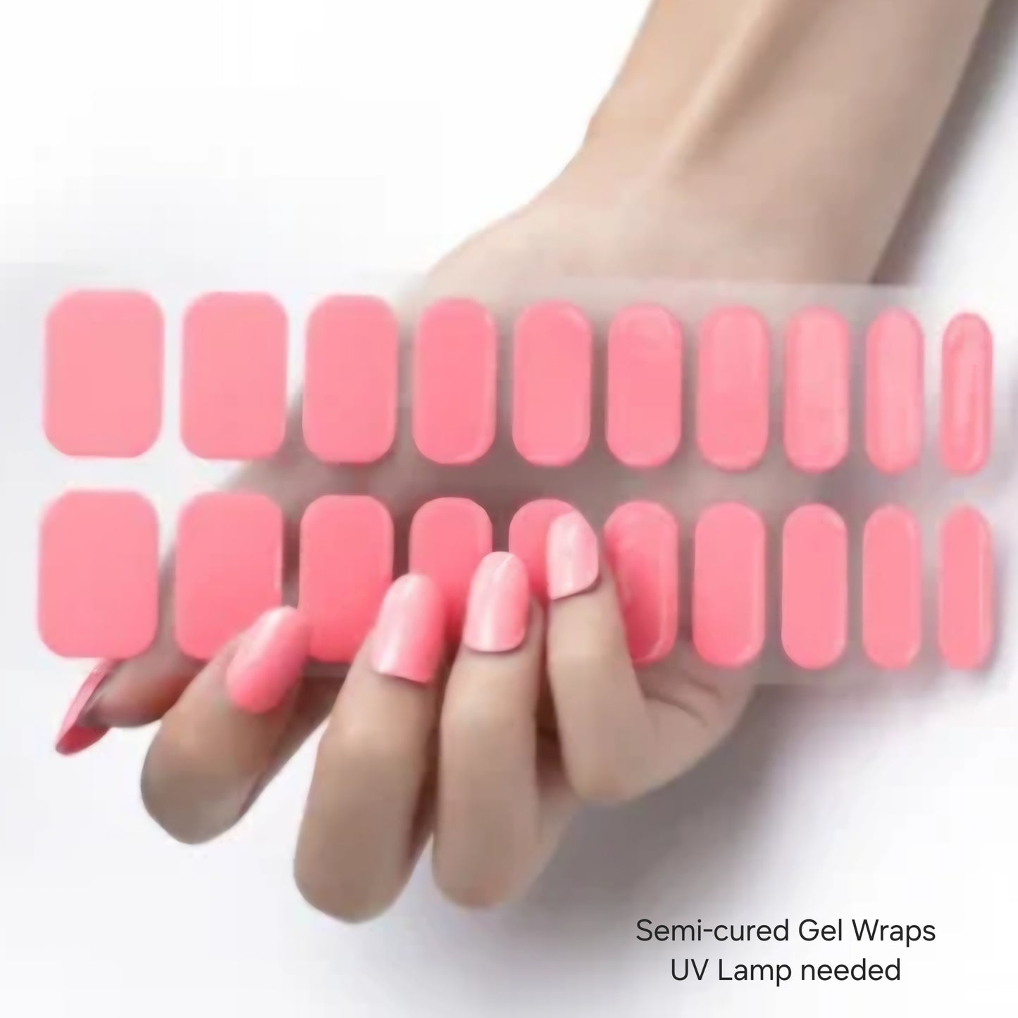 Pink - Semi-Cured Gel Wraps UV | Nail Wraps | Nail Stickers | Nail Strips | Gel Nails | Nail Polish Wraps - Nailfordable