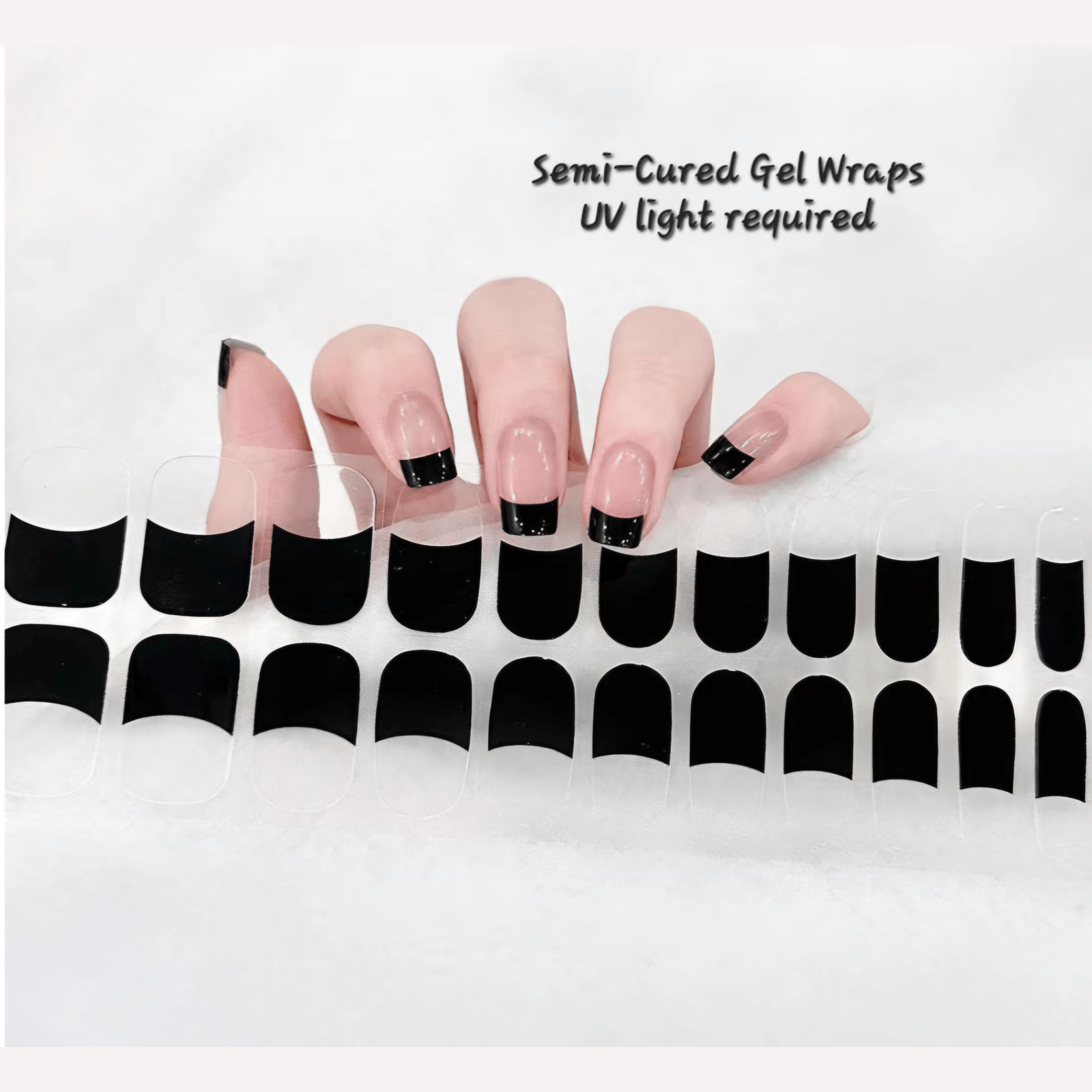 Black Elegant french tips | Nail Wraps | Nail Stickers | Nail Strips | Gel Nails | Nail Polish Wraps - Nailfordable