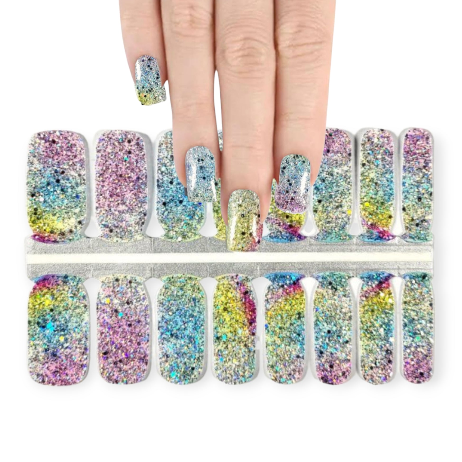 Colorful Sparkles | Nail Wraps | Nail Stickers | Nail Strips | Gel Nails | Nail Polish Wraps - Nailfordable