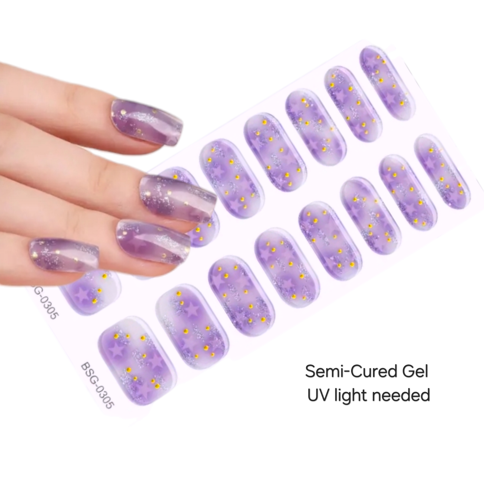 Purple night - Semi-Cured Gel Wraps UV | Nail Wraps | Nail Stickers | Nail Strips | Gel Nails | Nail Polish Wraps - Nailfordable