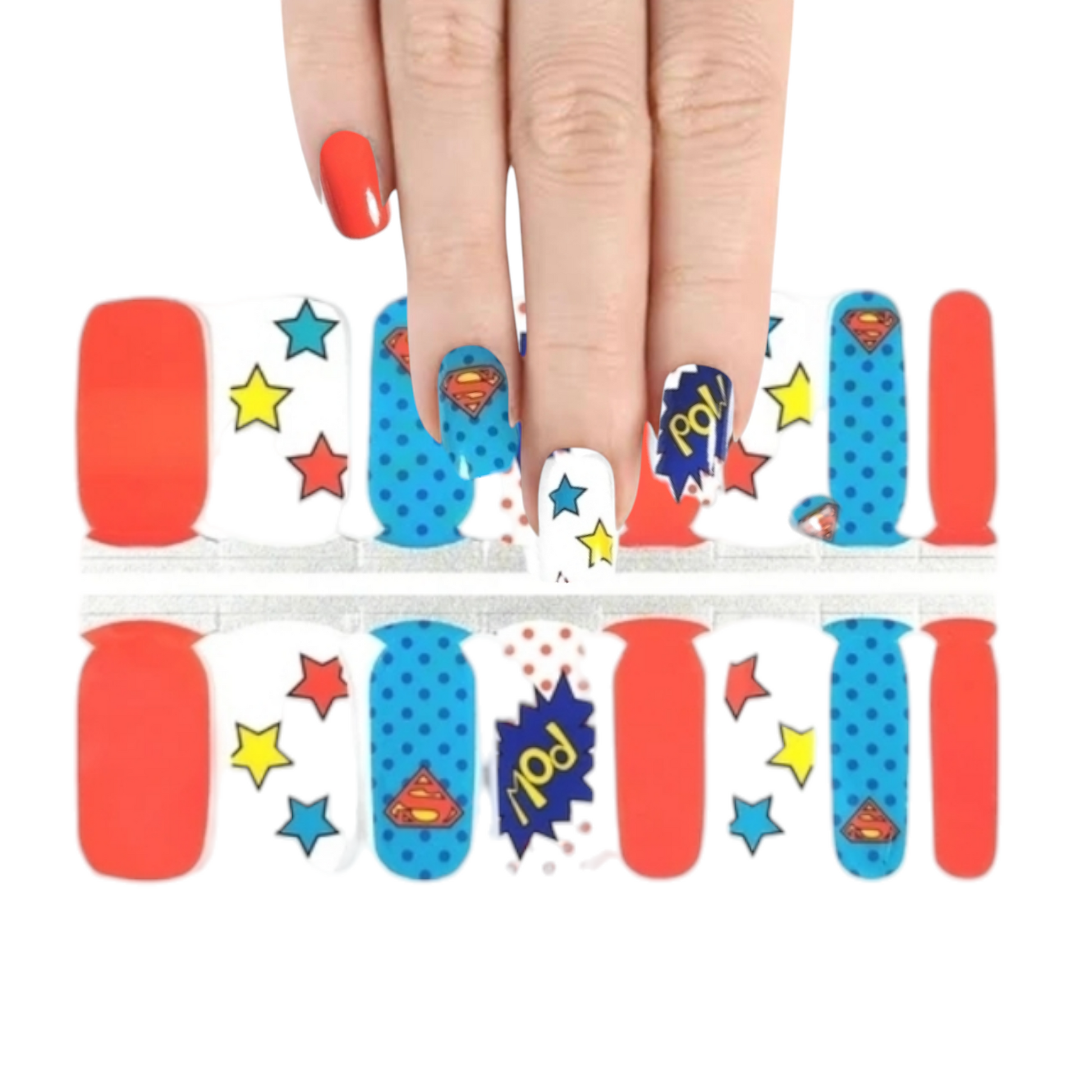 Superman | Nail Wraps | Nail Stickers | Nail Strips | Gel Nails | Nail Polish Wraps - Nailfordable