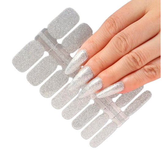 Silver Glitter | Nail Wraps | Nail Stickers | Nail Strips | Gel Nails | Nail Polish Wraps - Nailfordable