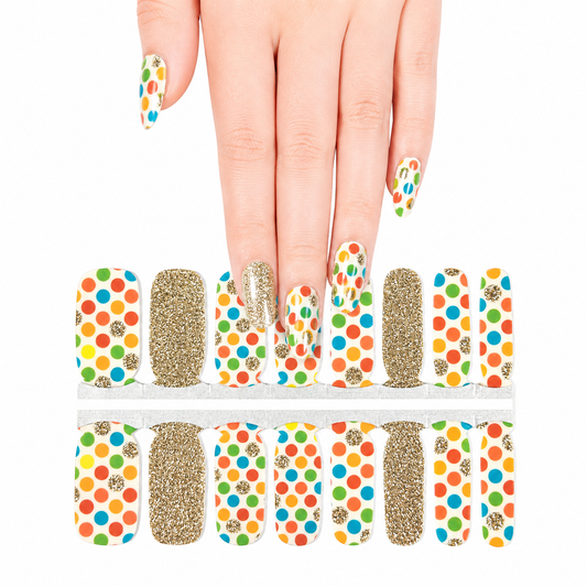 Multi color polka dots | Nail Wraps | Nail Stickers | Nail Strips | Gel Nails | Nail Polish Wraps - Nailfordable