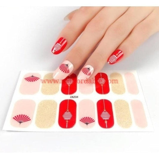 Japanese Hand Fan | Nail Wraps | Nail Stickers | Nail Strips | Gel Nails | Nail Polish Wraps - Nailfordable