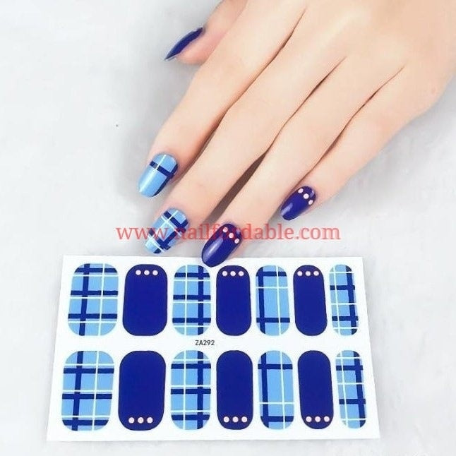 Plaid in blue Nail Wraps | Semi Cured Gel Wraps | Gel Nail Wraps |Nail Polish | Nail Stickers