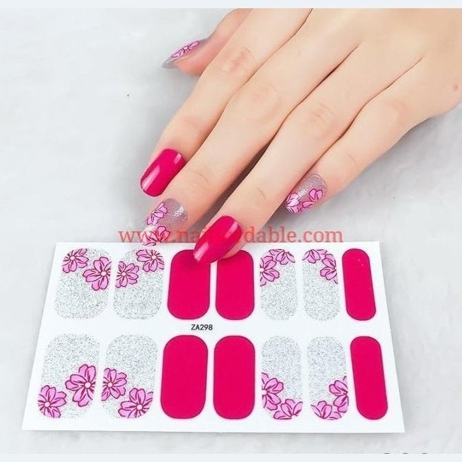 Pink flowers Nail Wraps | Semi Cured Gel Wraps | Gel Nail Wraps |Nail Polish | Nail Stickers