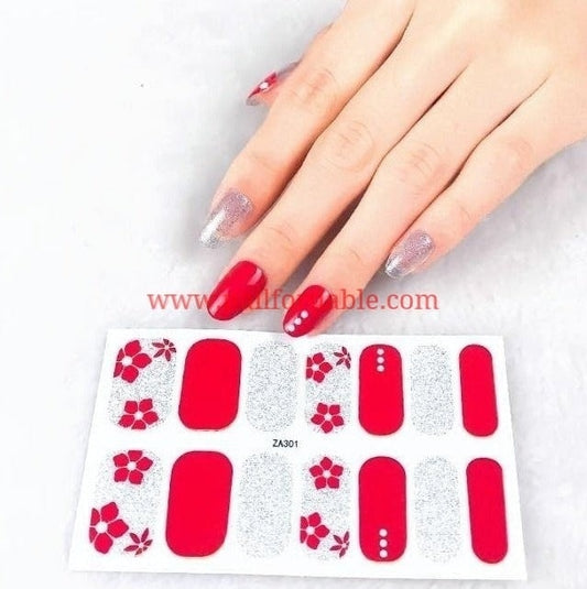 Red flowers Nail Wraps | Semi Cured Gel Wraps | Gel Nail Wraps |Nail Polish | Nail Stickers