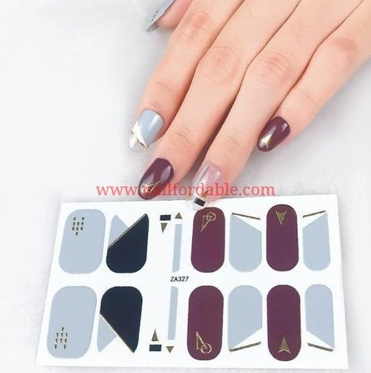 Gold geo shapes | Nail Wraps | Nail Stickers | Nail Strips | Gel Nails | Nail Polish Wraps - Nailfordable