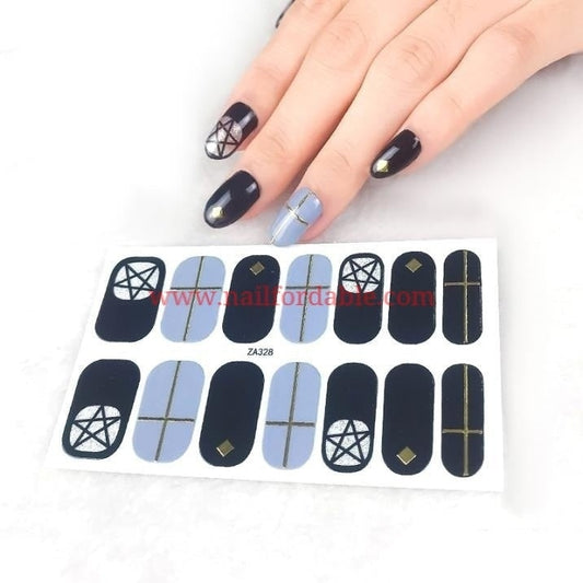 Black star Nail Wraps | Semi Cured Gel Wraps | Gel Nail Wraps |Nail Polish | Nail Stickers