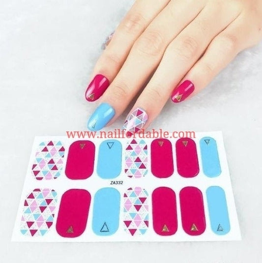 Triangles multicolor Nail Wraps | Semi Cured Gel Wraps | Gel Nail Wraps |Nail Polish | Nail Stickers