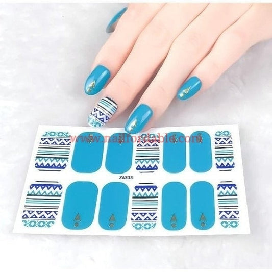 Blue tribal pattern | Nail Wraps | Nail Stickers | Nail Strips | Gel Nails | Nail Polish Wraps - Nailfordable