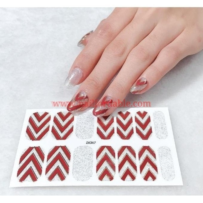Red chevron pattern Nail Wraps | Semi Cured Gel Wraps | Gel Nail Wraps |Nail Polish | Nail Stickers