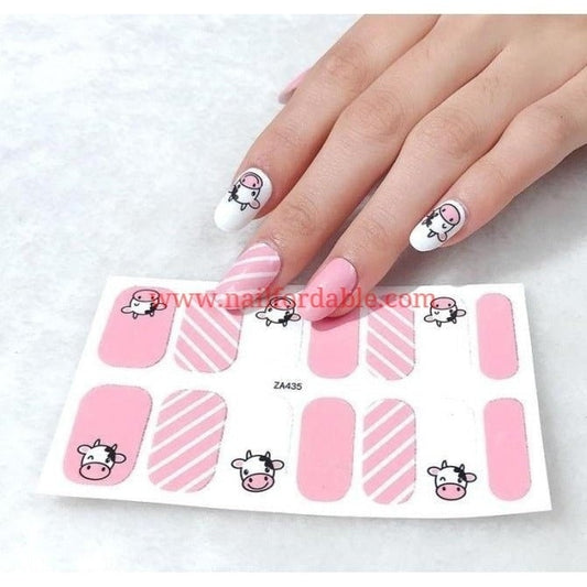 Cow on pink Nail Wraps | Semi Cured Gel Wraps | Gel Nail Wraps |Nail Polish | Nail Stickers
