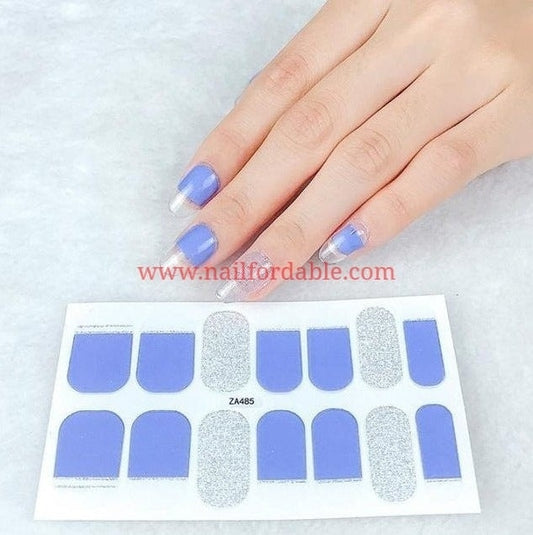 Solid blue with clear tips Nail Wraps | Semi Cured Gel Wraps | Gel Nail Wraps |Nail Polish | Nail Stickers
