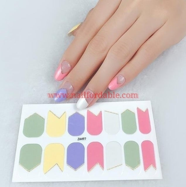 Geo french tips Nail Wraps | Semi Cured Gel Wraps | Gel Nail Wraps |Nail Polish | Nail Stickers
