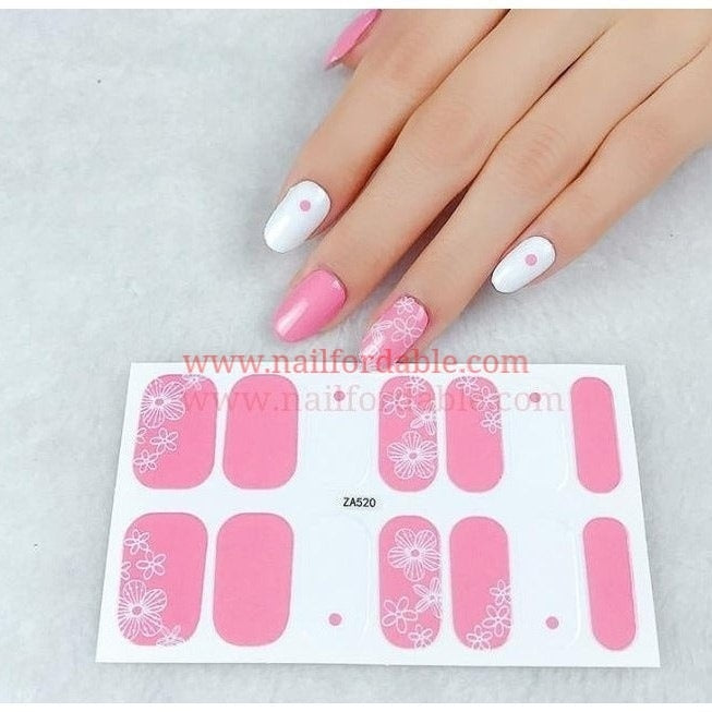 White flowers print Nail Wraps | Semi Cured Gel Wraps | Gel Nail Wraps |Nail Polish | Nail Stickers