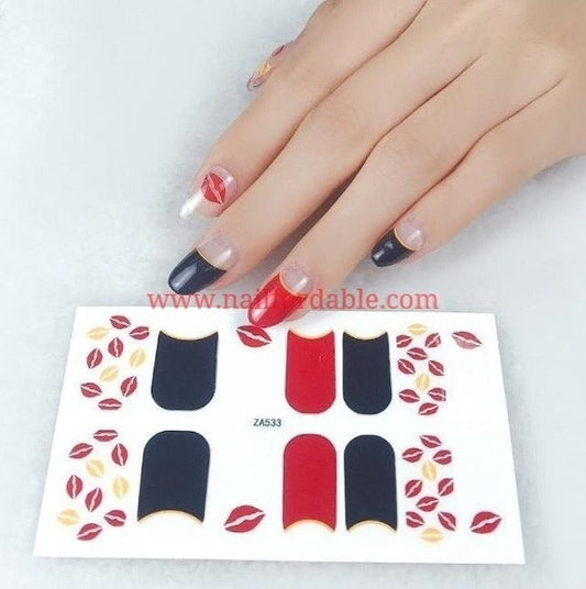 Kisses -french tips | Nail Wraps | Nail Stickers | Nail Strips | Gel Nails | Nail Polish Wraps - Nailfordable
