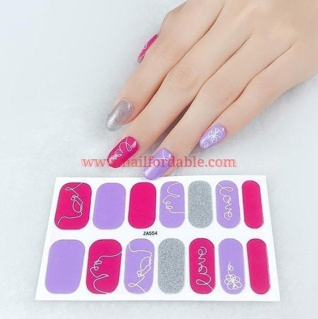 Scribble of love Nail Wraps | Semi Cured Gel Wraps | Gel Nail Wraps |Nail Polish | Nail Stickers