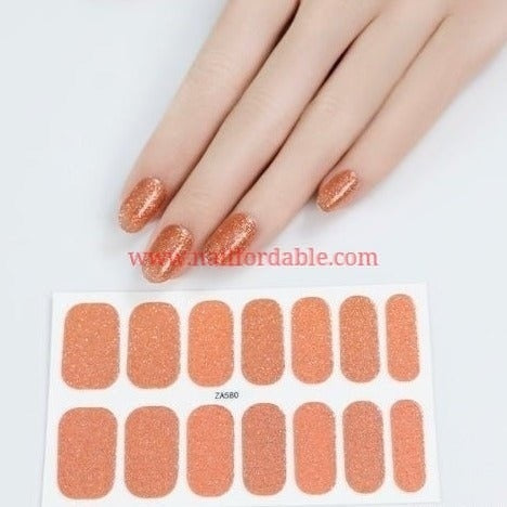 Orange Glitter Nail Wraps | Semi Cured Gel Wraps | Gel Nail Wraps |Nail Polish | Nail Stickers