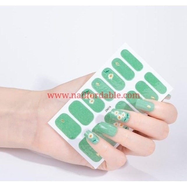 White sunflowers Nail Wraps | Semi Cured Gel Wraps | Gel Nail Wraps |Nail Polish | Nail Stickers