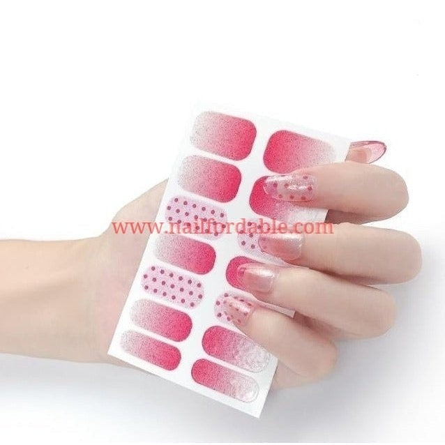 Pink dots Nail Wraps | Semi Cured Gel Wraps | Gel Nail Wraps |Nail Polish | Nail Stickers