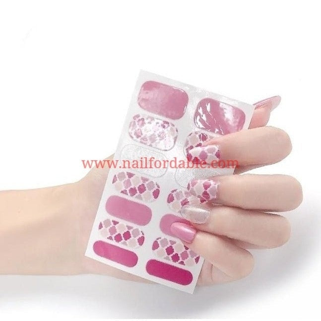 Pink honeycomb Nail Wraps | Semi Cured Gel Wraps | Gel Nail Wraps |Nail Polish | Nail Stickers
