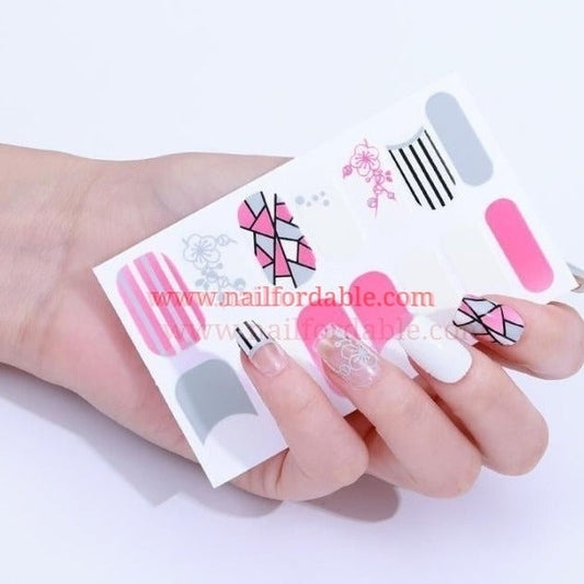 Geos, Tips and Flowers Nail Wraps | Semi Cured Gel Wraps | Gel Nail Wraps |Nail Polish | Nail Stickers